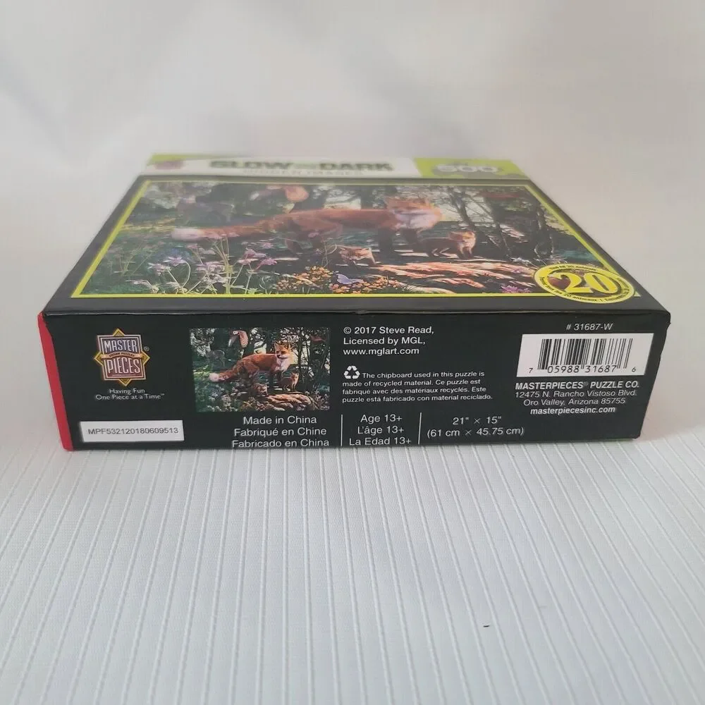 Masterpieces Puzzle Glow in the Dark Hidden Images 500 Piece Fox Puzzle Sealed